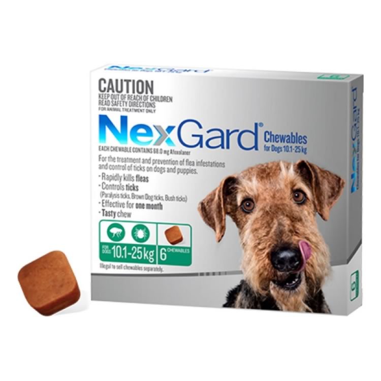 NexGard® Chewables for Medium Dogs 10.1-25kg (Green)