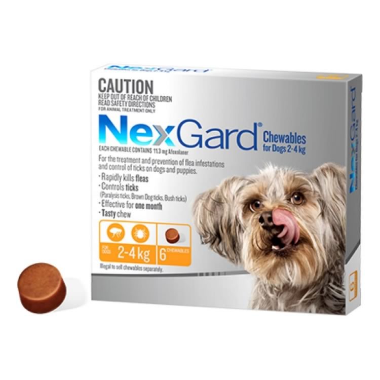 NexGard® Chewables for Very Small Dogs 2-4kg (Orange)