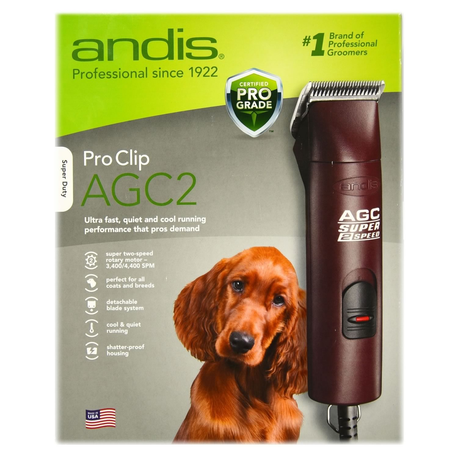 AGC2 Professional Animal/Dog Grooming Andis UltraEdge Super 2-Speed Detachable Blade Clipper 