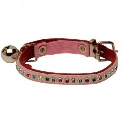 Pink PVC Rhinestone Cat Collar